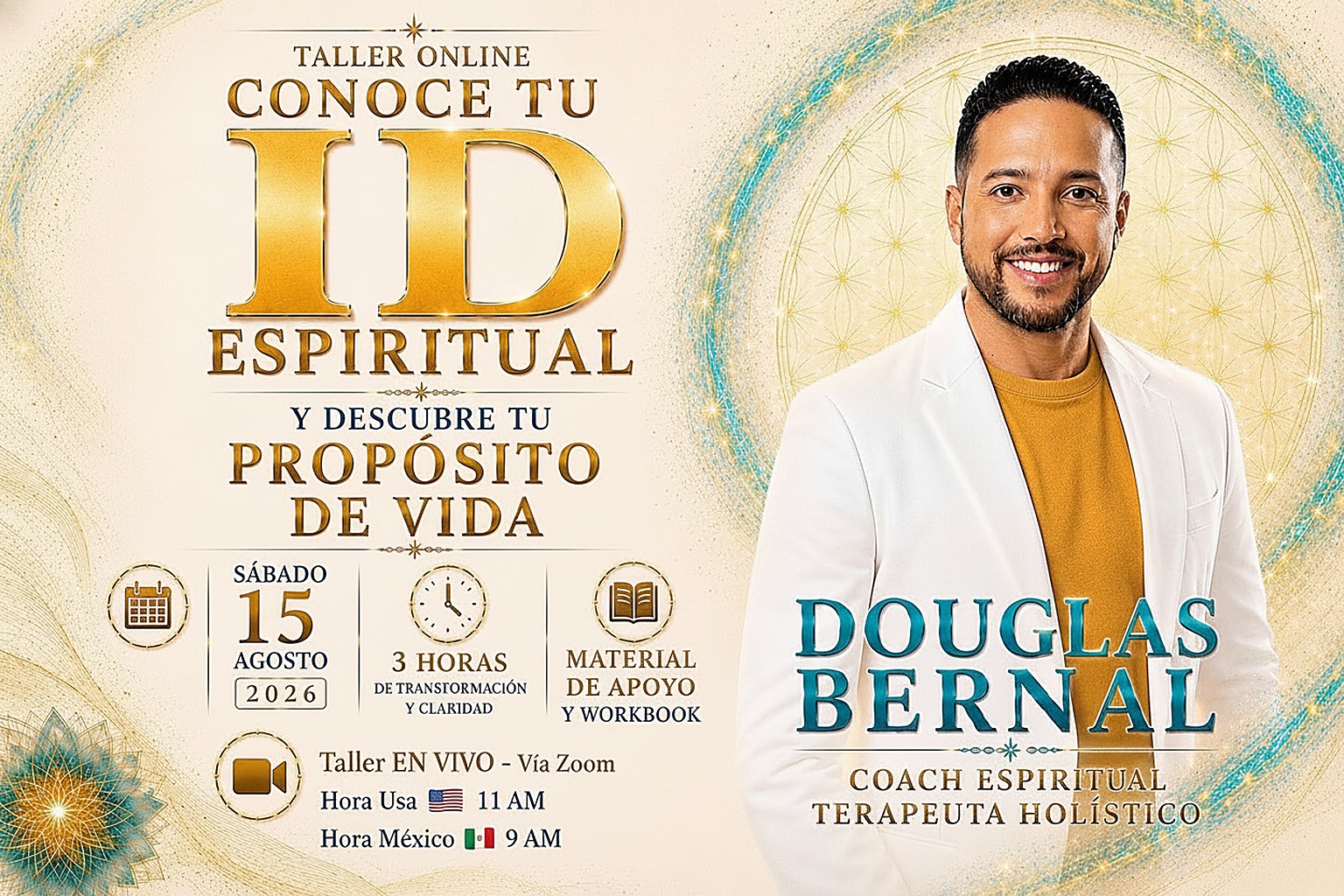 Taller Conoce tu ID Espiritual con Douglas Bernal — Sábado 15 de agosto 2026